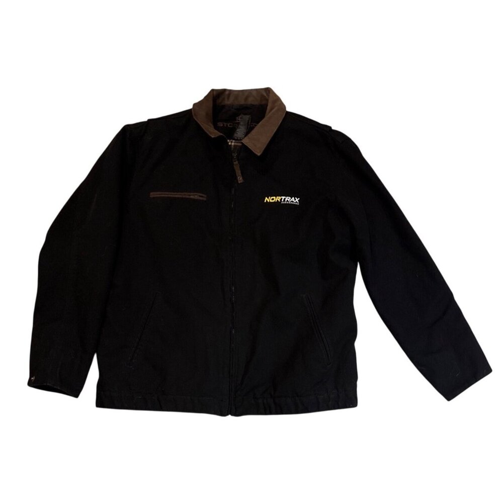 Stormtech Black Jacket Plaid Lining Men XL Full Zip Nortrax John Deere Logos